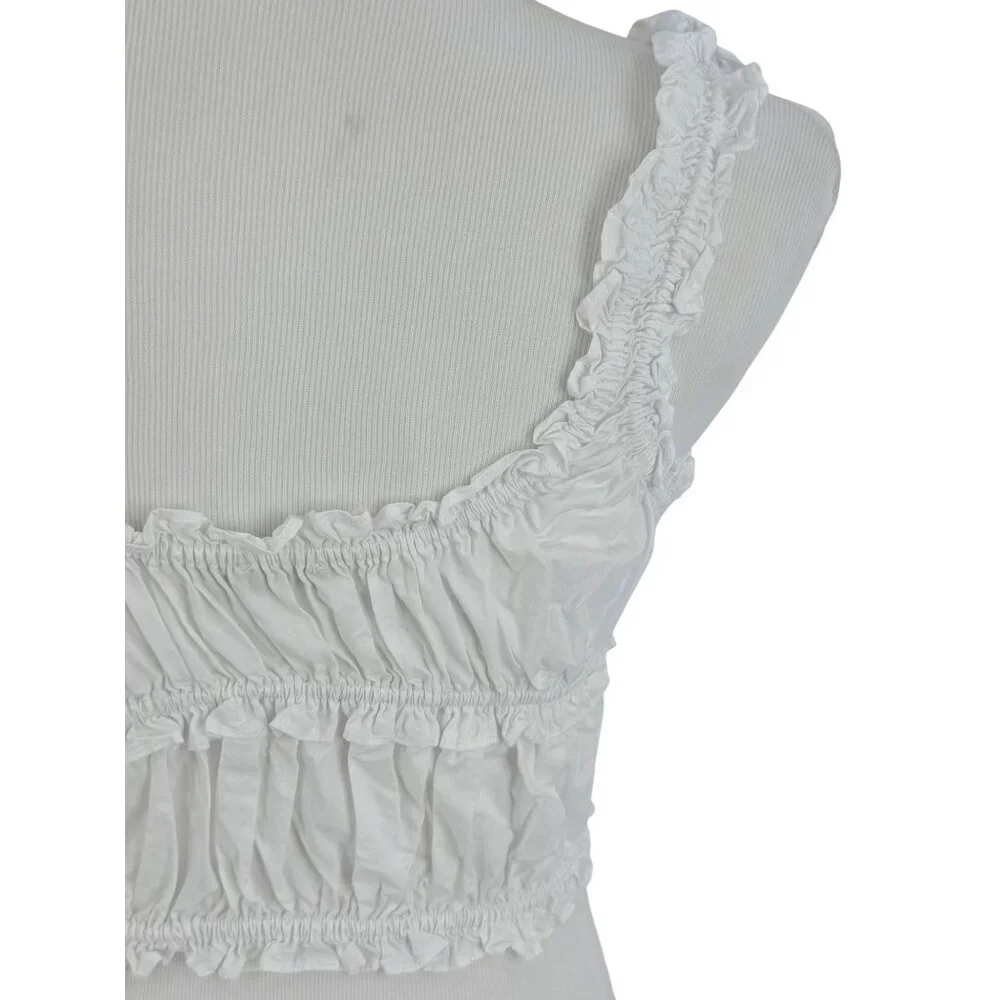 Zara White Milkmaid Cotton Corset Crop Top | Coquette Cottagecore Romantic Boho - Picture 9 of 13